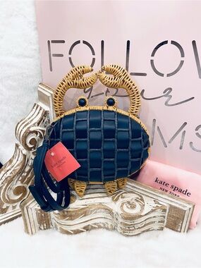 Kate Spade ♠️ wicker crab 🦀 bag with crossbody strap & dust bag Novelty NWT